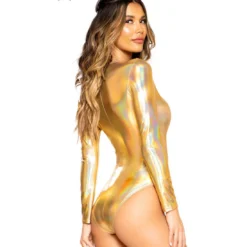 Roma R-3698, Rave Apparel Metallic Lace-Up Rompers -Cheap Swathery Store 3698 Gold Back 38338.1657327488