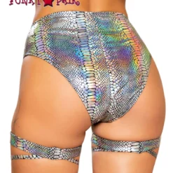 Roma R-3739, SNAKE SKIN HIGH-WAISTED RAVE SHORTS -Cheap Swathery Store 3739 Slvr Back 80272.1659814815
