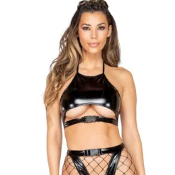Roma R-3887, LATEX UNDERBOOB CUTOUT CROP TOP