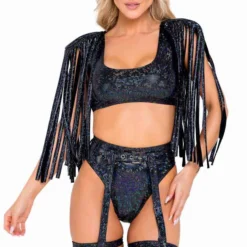 Roma R-6074 - Shimmer High-Waisted Shorts & Garter Belt -Cheap Swathery Store 6073 6074 Blk 12565.1649305875