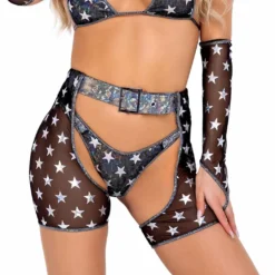 R-6083 - Raver Mesh Starts Print Chaps With Belt By Roma -Cheap Swathery Store 6081 6083 Blk 67266.1659382447