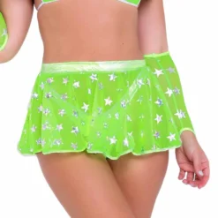 R-6082 - Mesh Flare Rave Skirt With Stars Print By Roma -Cheap Swathery Store 6082 NG 61027.1652988528