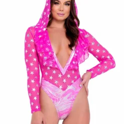 R-6085 - Two-Tone Hooded Rave Romper By Roma -Cheap Swathery Store 6085 HP 23998.1648501998