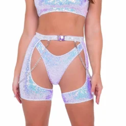 R-6090 - Sequin Chap Shorts By Roma -Cheap Swathery Store 6089 6090 Lav 79942.1649309998