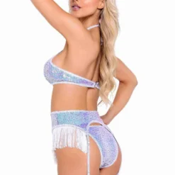 Roma R-6093 - Sequin Garter Belt With Fringe Detail -Cheap Swathery Store 6091 6092 6093 Lav Back 71027.1649311112