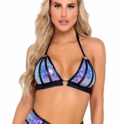 Roma R-6098 - Raver Two-Tone Sequin Bikini Top