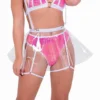 Roma R-6100 - Raver Clear Vinyl Flare Skirt With Suspenders -Cheap Swathery Store 6099 HP 6100 W 17781.1649345045