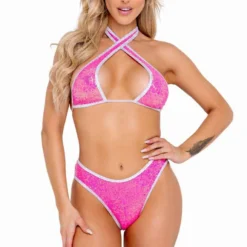 Roma R-6101 - Sequin Cross Tie Raver Top -Cheap Swathery Store 6101 6097 HP 80731.1649345698