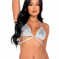 Roma R-6108 - Iridescent Vinyl Bikini Tie-Top