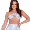 Roma R-6111 - Holographic Raver Keyhole Tie-Top -Cheap Swathery Store 6111 66438.1649353243