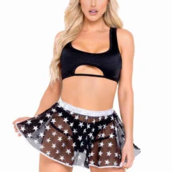 R-6132 - Crop Top With Keyhole Cutout By Roma -Cheap Swathery Store 6132 6133 6082 Blk 77603.1650006332