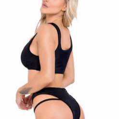 R-6132 - Crop Top With Keyhole Cutout By Roma -Cheap Swathery Store 6132 6133 Blk Back 29197.1650006294