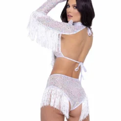 Roma R-6222 - Fringe Sequin Fishnet Shrug -Cheap Swathery Store 6220 6221 6222 Wht Back 58382.1685678618