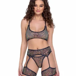 Roma R-6230 - Sequin Fishnet Garter Belt -Cheap Swathery Store 6229 6230 6224 Blk 56619.1685827515