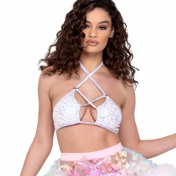 Roma R-6231 - Sequin Fishnet Lace-Up Top -Cheap Swathery Store 6231 91569.1685826698