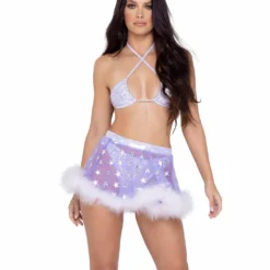 Roma R-6271 - Sheer Stars Marabou Skirt -Cheap Swathery Store 6271 95497.1685775124