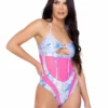 Roma R-6297 - Cloud Print & Sheer Romper -Cheap Swathery Store 6297 63014.1685803606