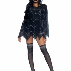 LA87082, Sheer Rhinestone Spiderweb Poncho By Leg Avenue -Cheap Swathery Store 87082 01 001 27364.1631812180