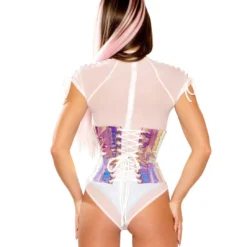 Raver Holographic Vinyl Waist Cincher -Cheap Swathery Store FF279 ICE BK 28051.1568854245