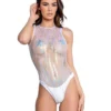 FR107, White/Cosmic Sequin Mesh Bodysuit By J. Valentine -Cheap Swathery Store FR107 FS192 WHT FRONT 75634.1669857038