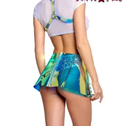 FR123, Sea Holo Vinyl/White Lacing Skirt By J. Valentine -Cheap Swathery Store FR123 SEA BACK 81816.1656614175