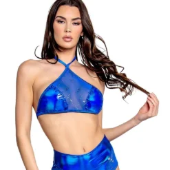 FR126, Holographic Astro Sequin Mesh Choker Top By J. Valentine -Cheap Swathery Store FR126 RYL FRONT 97579.1656613348