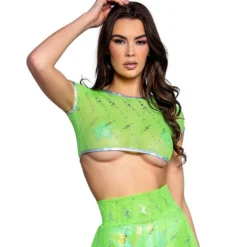 FR128, Astro Sequin Mesh Cap Sleeve Top By J. Valentine -Cheap Swathery Store FR128 LME FRONT 54487.1656608593