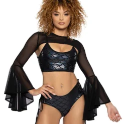 FS-189, Mesh Bell Sleeve Shrug -Cheap Swathery Store FS189 BLK JR122 BLK FT 33173.1714933139