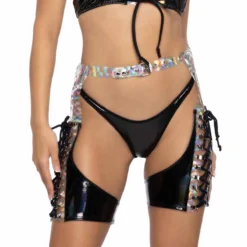 JR-109, Holo Prism & Vinyl Lace-Up Chaps -Cheap Swathery Store JR109 JR110 BLK FT 75813.1714928261