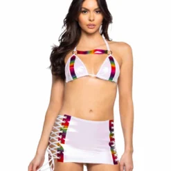 JR-112, Rainbow & Vinyl Lace-Up Skirt -Cheap Swathery Store JR111 JR112 WHT FT 14563.1714927749