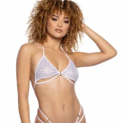 JR-124, Diamond Sequin & Mesh Triangle Top