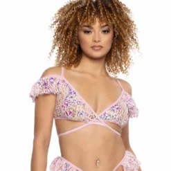 JR-128, Sequin Lace Wrap Top -Cheap Swathery Store JR128 PPK FT 09802.1714885009